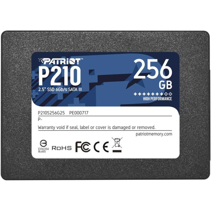Накопитель SSD Patriot P210S256G25 P210, 256 Гб, SATA III, 2.5" - фото 8642724