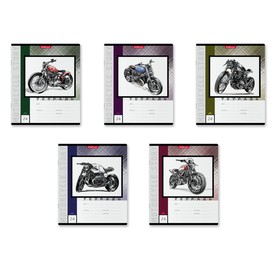 Тетрадь 24 листа в линейку ErichKrause Motorcycle Story, обложка мелованный картон, блок офсет, белизна 100% белизны, МИКС