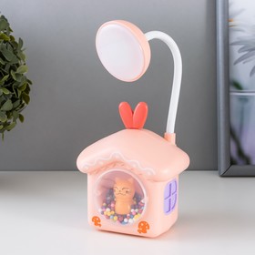 Настольная лампа "Домик" LED 1Вт USB АКБ розовый 9,2х6,9х14,3 см
