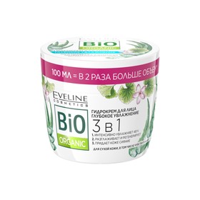 Гидрокрем для лица Eveline Bio Organic, глубокое увлажнение 3в1, 100 мл