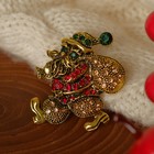 Брошь новогодняя "Дед мороз" с мешком, цветная в чернёном золоте - фото 8127529