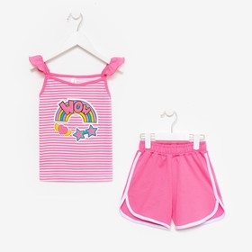Комплект для девочки (майка/шорты), цвет розовый/полоска, рост 98 см