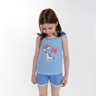 Комплект для девочки (майка/шорты), цвет голубой/полоска, рост 110 см - фото 5233959