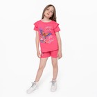 Комплект для девочки (футболка/шорты), цвет коралловый, рост 116 см - фото 5234116
