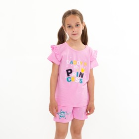 Комплект для девочки (футболка/шорты), цвет розовый, рост 140 см