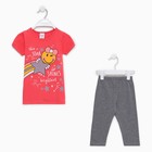 Комплект (футболка/лосины) для девочки, цвет коралловый, рост 104 - фото 5245293