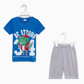 Комплект (футболка/шорты) для мальчика, цвет синий, рост 104