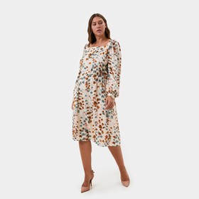 Платье женское с разрезом MIST plus-size, размер 50, цвет бежевый