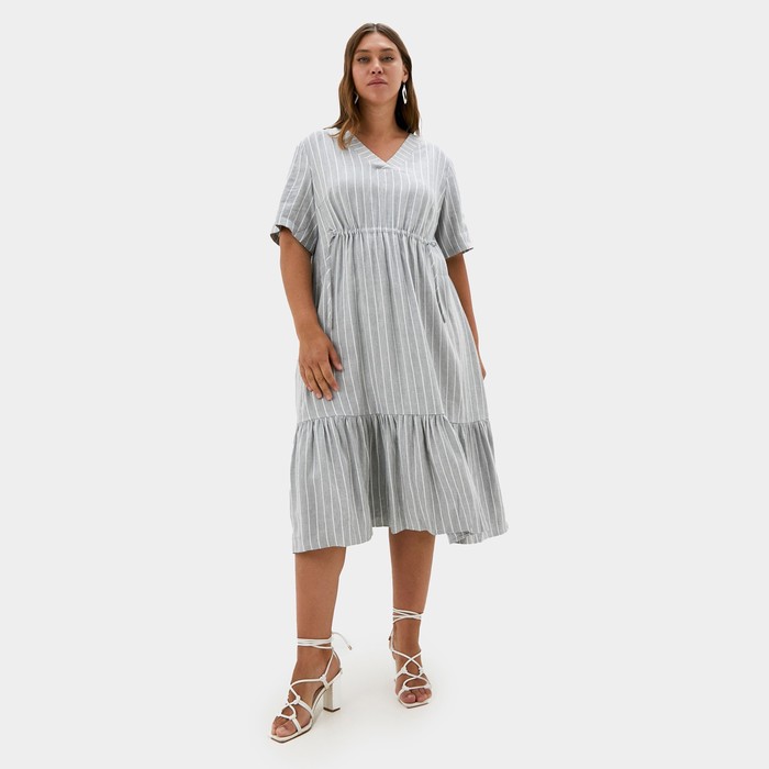 Платье женское на кулиске MIST plus-size, размер 58, цвет серый - фото 1780099