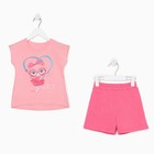 Коcтюм для девочки (туника, шорты), цвет розовый, рост 86 см - фото 7248954