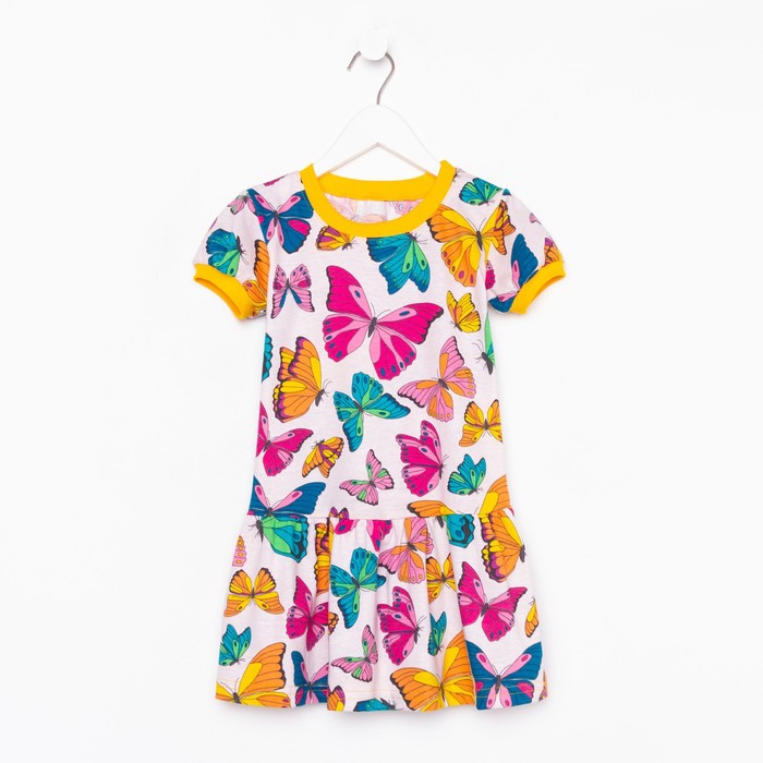 Платье для девочки, цвет розовый/бабочки, рост 128 см - фото 5246316