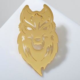 Брошь "Волк" орнамент, цвет золото