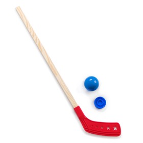 Клюшка хоккейная с мячом и шайбой, 83 см, d мяча=7 см, микс