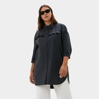 Туника женская с воланом MIST plus-size, размер 58, цвет тёмно-серый - фото 801663369