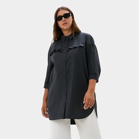Туника женская с воланом MIST plus-size, размер 58, цвет тёмно-серый