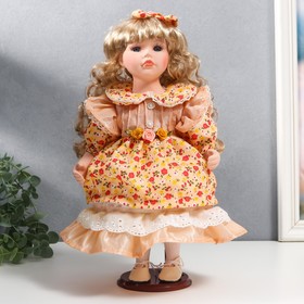 Кукла коллекционная керамика ′Тося в кремовом платье с цветочками, с бантом в волосах′ 30 см   75861 в Донецке