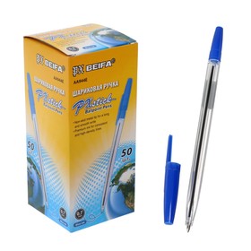 Ручка шариковая Beifa, прозрачный корпус, узел 0.7 мм, чернила синие