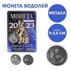 Монета гороскоп 2023 «Водолей», латунь, d = 2,5 см - фото 6916462