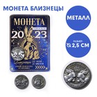 Монета гороскоп 2023 «Близнецы», латунь, d = 2,5 см - фото 6995185