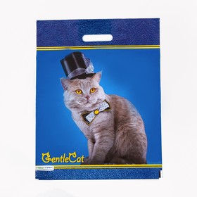 Пакет "Кот джентльмен", полиэтиленовый с вырубной ручкой, 38х47 см, 60 мкм