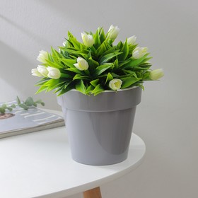 Кашпо для цветов со вставкой «Порто», 1 л, цвет серый