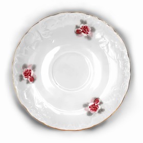 Блюдце 15.7 см, Rococo, декор «Бледные розы, отводка золото»