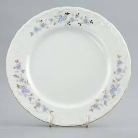 Тарелка десертная 17 см, Rococo, декор «Голубые цветы, отводка золото»