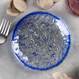 Тарелка стеклянная пирожковая Magistro «Голубой бриллиант», d=14,5 см