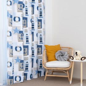 Портьера Этель «Морской стиль», цвет синий, 110х260 см, блэкаут, 100% полиэстер