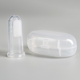 Щётка для чистки зубов животных, 5,5 х 2,5 см, прозрачный контейнер 7 х 4 см