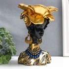 Сувенир полистоун бюст подставка "Девушка из Африки" чёрный с золотом 23х15х15 см - фото 7654781