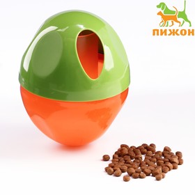 Игрушка для сухого корма "Мега Яйцо" двухцветное большой, 10 см, зелёная/оранжевая