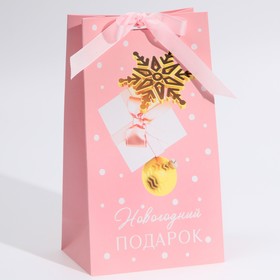 Пакет подарочный с лентой «Розовое золото», 13 × 23 × 7 см