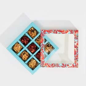 Коробка под 9 конфет с ячейками  «Рябина» 14,5 х 14,5 х 3,5 см (5 шт)