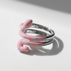 Кольцо "Змейка" в горошек, цвет розовый в серебре, безразмерное - фото 4133895