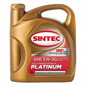 Масло моторное Sintec 5W-30 платинум API SP, ACEA C2/C3, синтетическое, 4 л 7992557