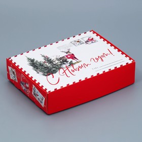 Коробка складная «Новогодняя акварель»,  21 × 15 × 5 см