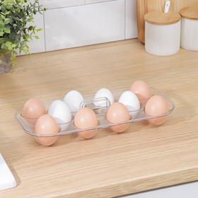 Органайзер для яиц на 10 штук Berkana, 29,7×13,8×5,7 см, с ручкой, цвет прозрачный
