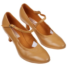 Туфли-лодочки танцевальные для женского стандарта, модель 011dR, натуральная кожа, цвет бежевый, размер 37