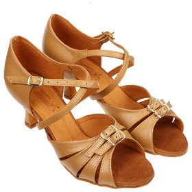 Туфли танцевальные женские для латины, модель 161, натуральная кожа, цвет бежевый, размер 36