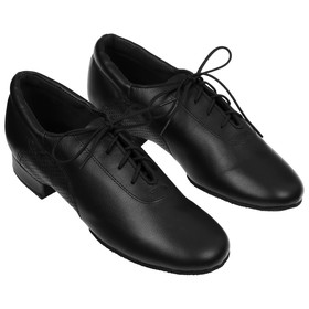 Туфли танцевальные для мужского стандарта, модель 25010, натуральная кожа, цвет чёрный, размер 35