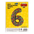 Шар фольгированный 34'' «Цифра 6» Brawl Stars, 1 шт. 9083203
