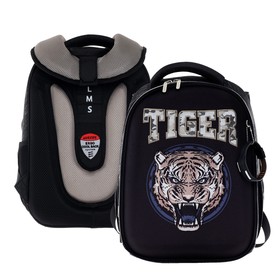 {{photo.Alt || photo.Description || 'Рюкзак школьный deVENTE Tiger + часы, 38 х 28 х 16 см, эргономичная спинка, чёрный'}}