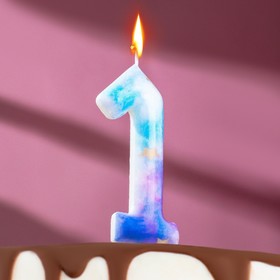 Свеча в торт на шпажке "Звездопад", цифра 1, 9 см, ГИГАНТ