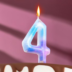 Свеча в торт на шпажке "Звездопад", цифра 4, 9 см, ГИГАНТ