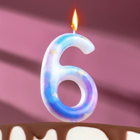 Свеча в торт на шпажке "Звездопад", цифра 6, 9 см, ГИГАНТ