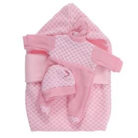 Одежда для кукол и пупсов 25-29 см, конверт розовый, боди-комбинезон, шапка