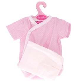 Одежда для кукол и пупсов 40-45 см, боди розовое в горошек, подгузник/памперс