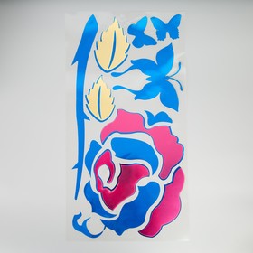 Наклейка интерьерная зеркальная "Роза" цветная 61х32 см