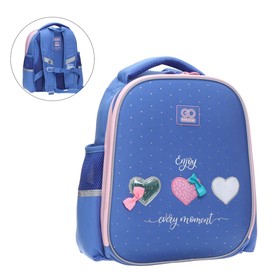 Рюкзак каркасный GoPack Education Hearts, 34,5 х 25 х 12,5 см, синий